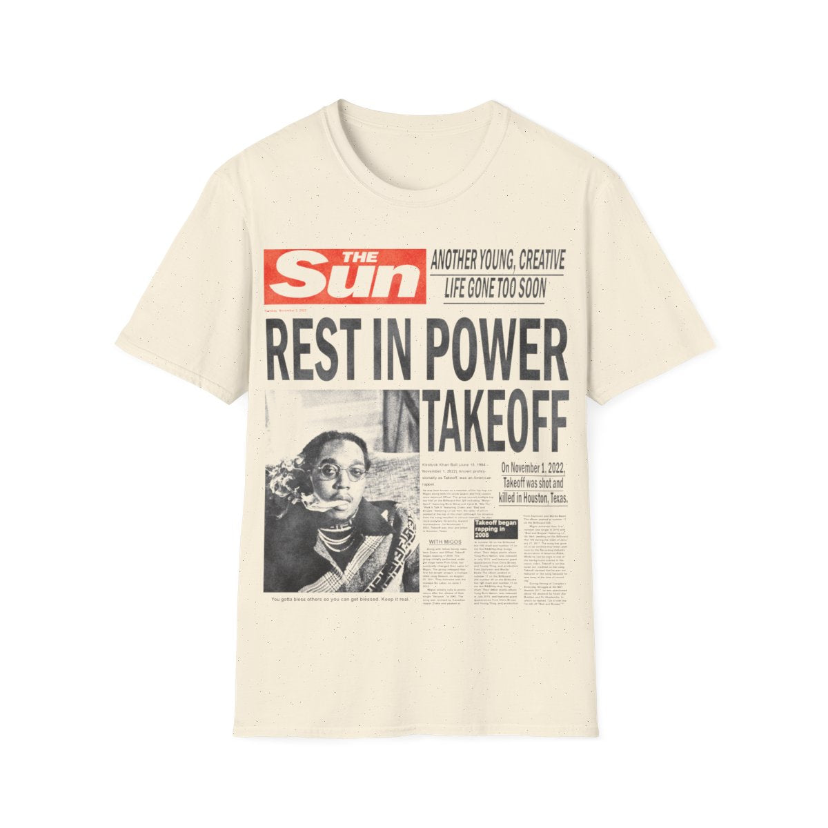 Takeoff Tribute T-Shirt: Migos Rapper, Vintage Bootleg Style