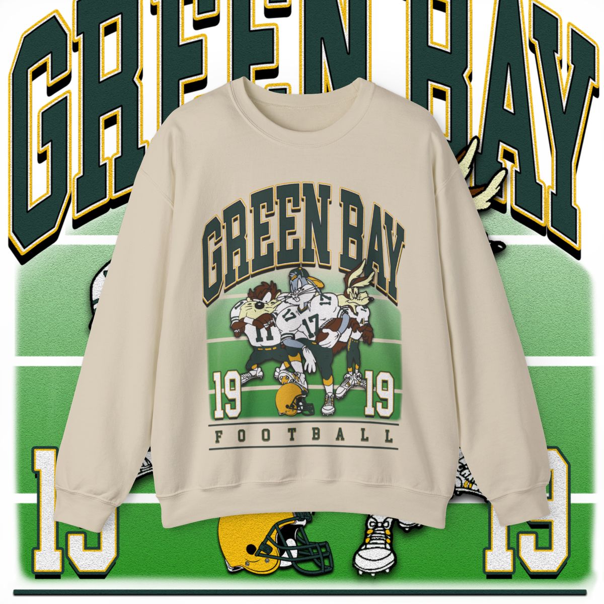 Vintage Green Bay Packers Looney Tunes Football Sweatshirt - Unisex Crewneck