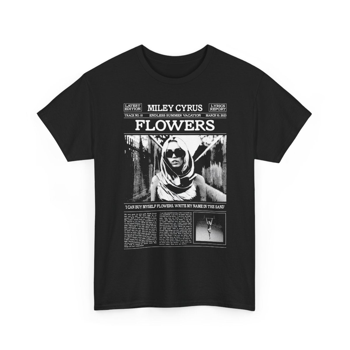 Miley Cyrus Flowers Singer-Songwriter and Actress T-Shirt, Graphic Tee, Music Fan Shirt, Unisex Clothing Gift, Pop Culture Top