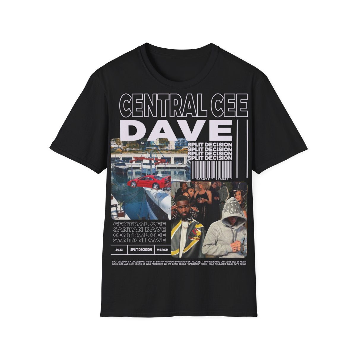 CENTRAL CEE x DAVE Singer Unisex Softstyle T-Shirt, Central Cee Santan Dave Merch, Split Decision Album 90s Poster tee