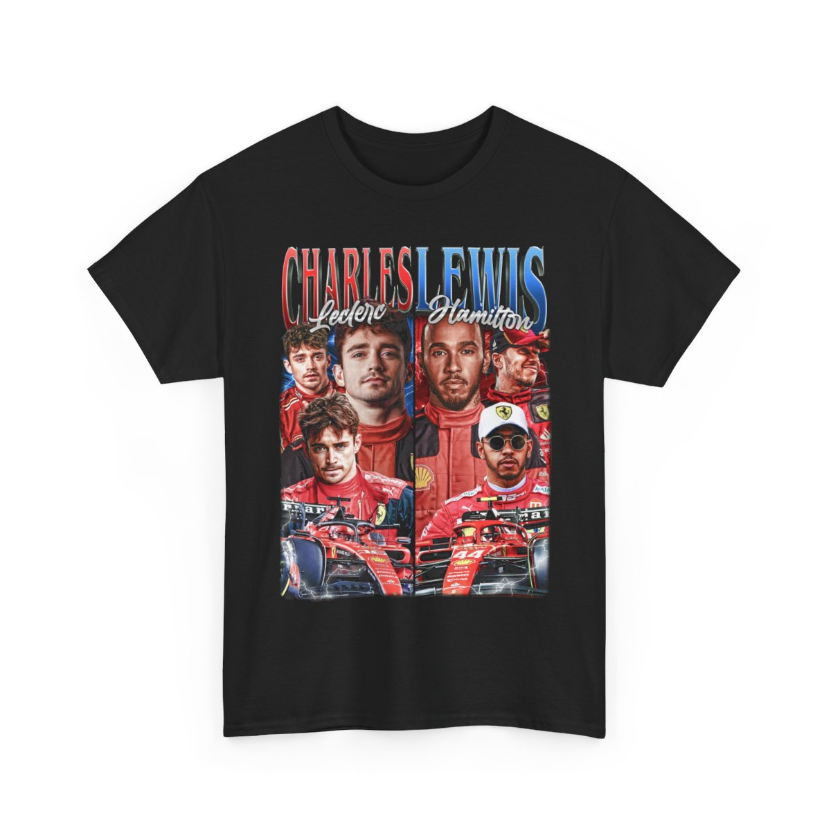 Lewis Hamilton & Charles Leclerc Tee: Vintage Formula One 90s Graphic