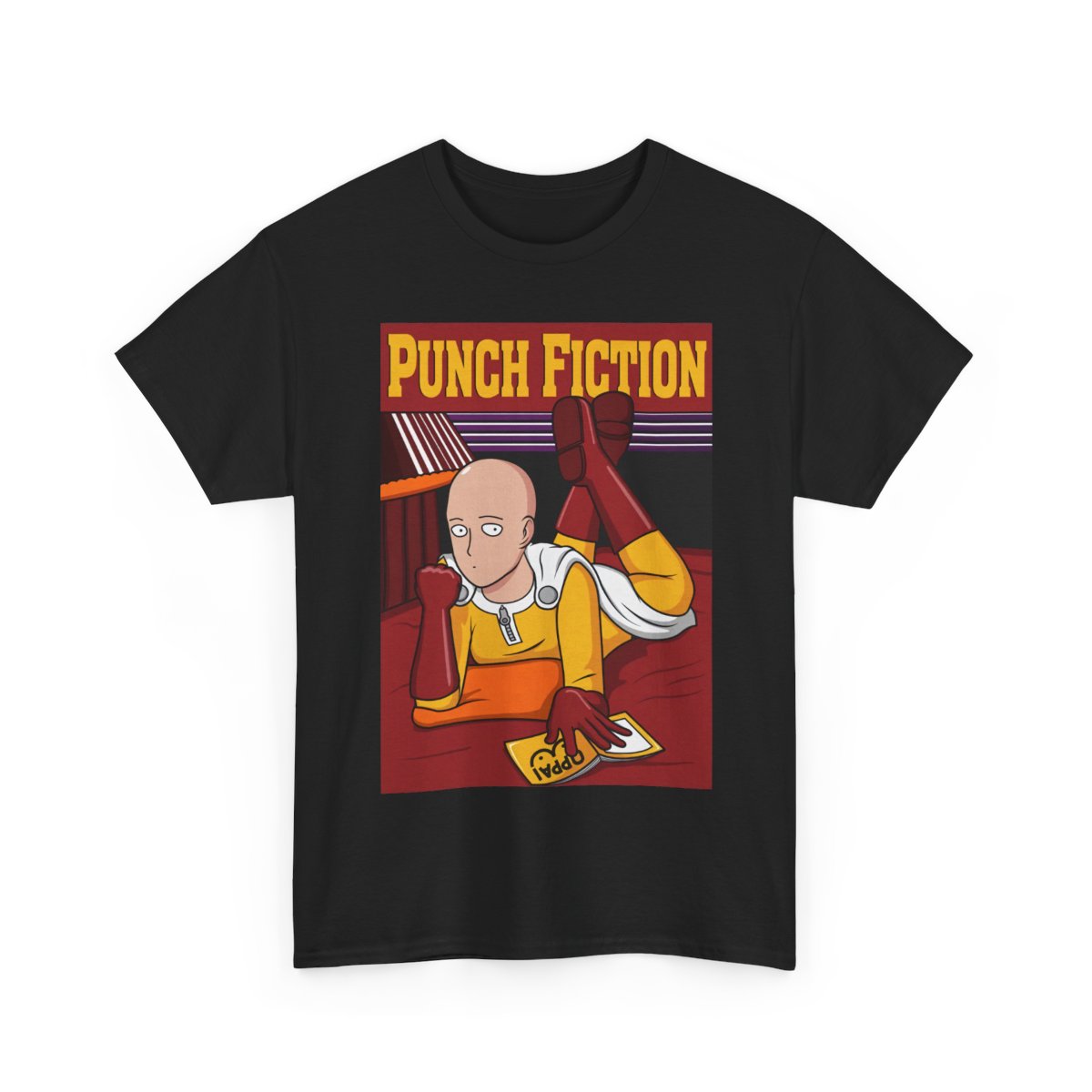Saitama One Punch Man Punch Fiction Parody Anime Unisex Tee, Saitama Fiction Design Shirt, Japanese Cartoon Graphic Top, Funny Animation Gift, Manga Lover T-Shirt