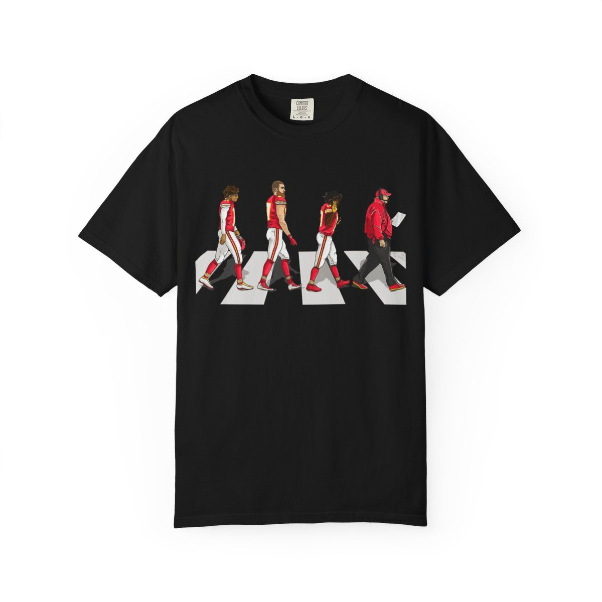 Kansas City Chiefs Mahomes Kelce cross Abbey Road Shirt Unisex Heavy Cotton Tee