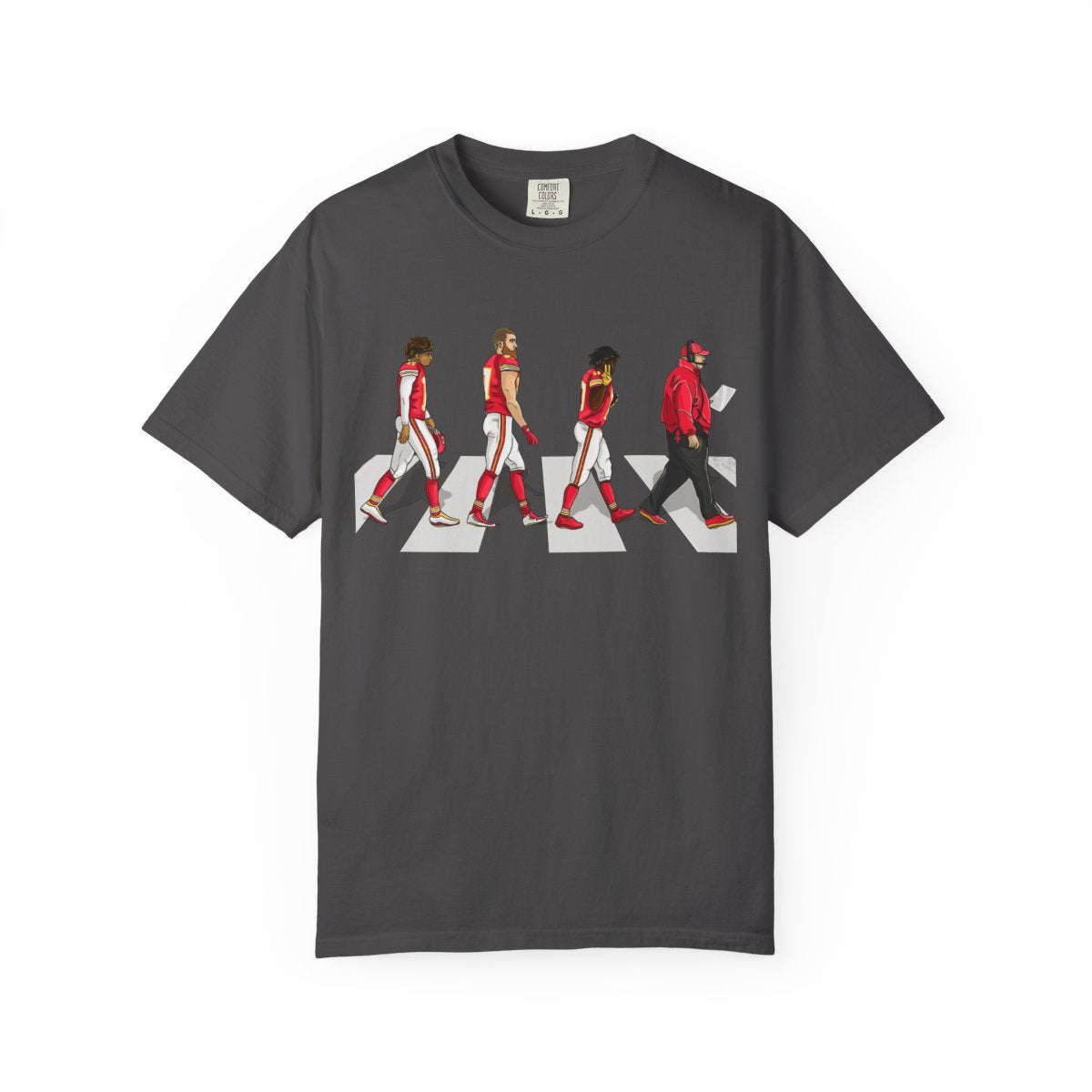 Kansas City Chiefs Mahomes Kelce cross Abbey Road Shirt Unisex Heavy Cotton Tee