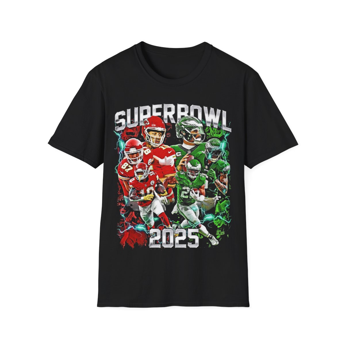 Retro Super Bowl 2025 Chiefs vs Eagles Football T-Shirt: 90's Style Unisex Tee