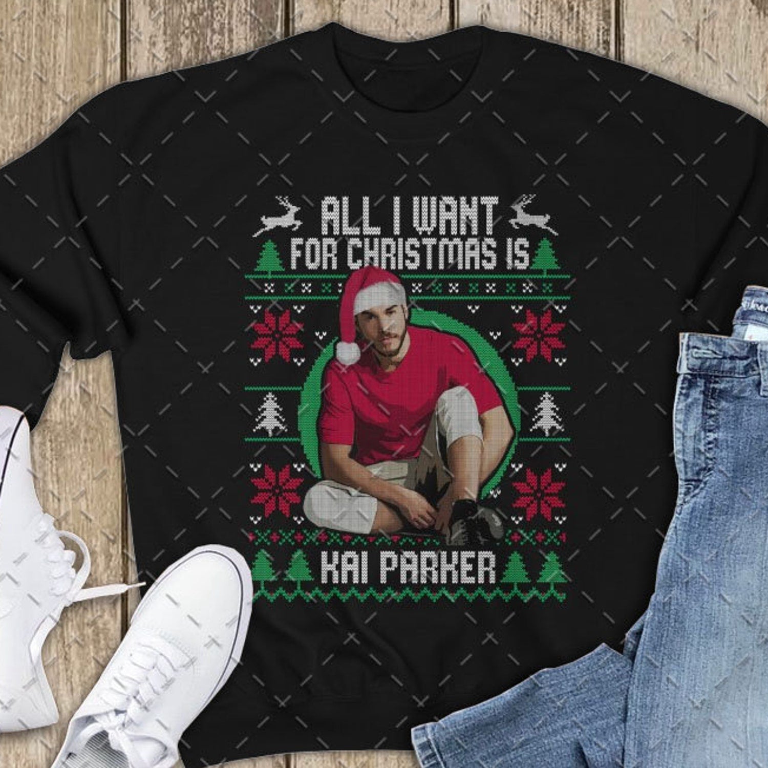 KAI PARKER The Vampire Diaries Christmas Ugly Sweater Unisex Heavy Blend Crewneck Sweatshirt