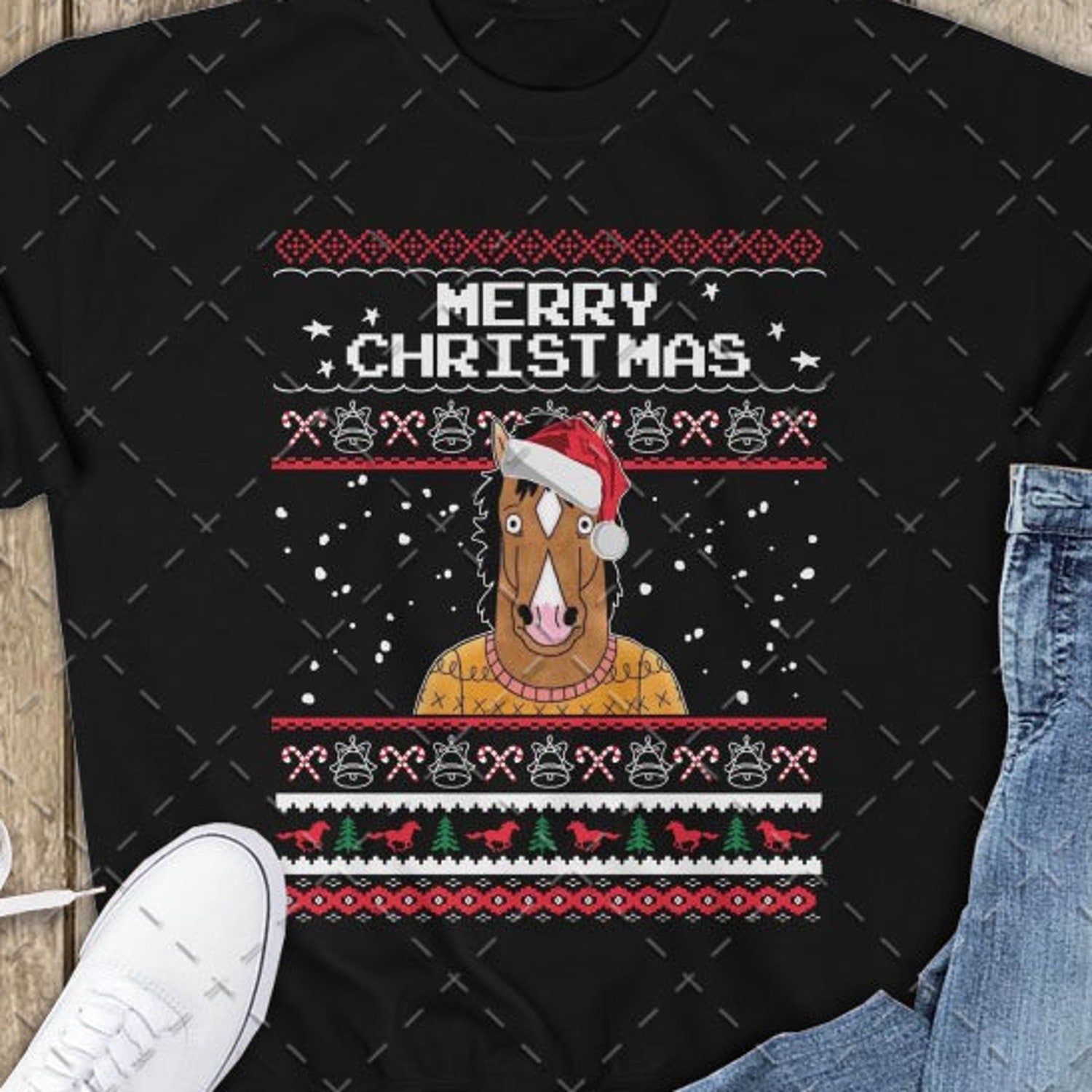 Bojack Horseman Drama Ugly Christmas Sweater | Bojack Horseman Christmas Unisex Heavy Blend Crewneck Sweatshirt