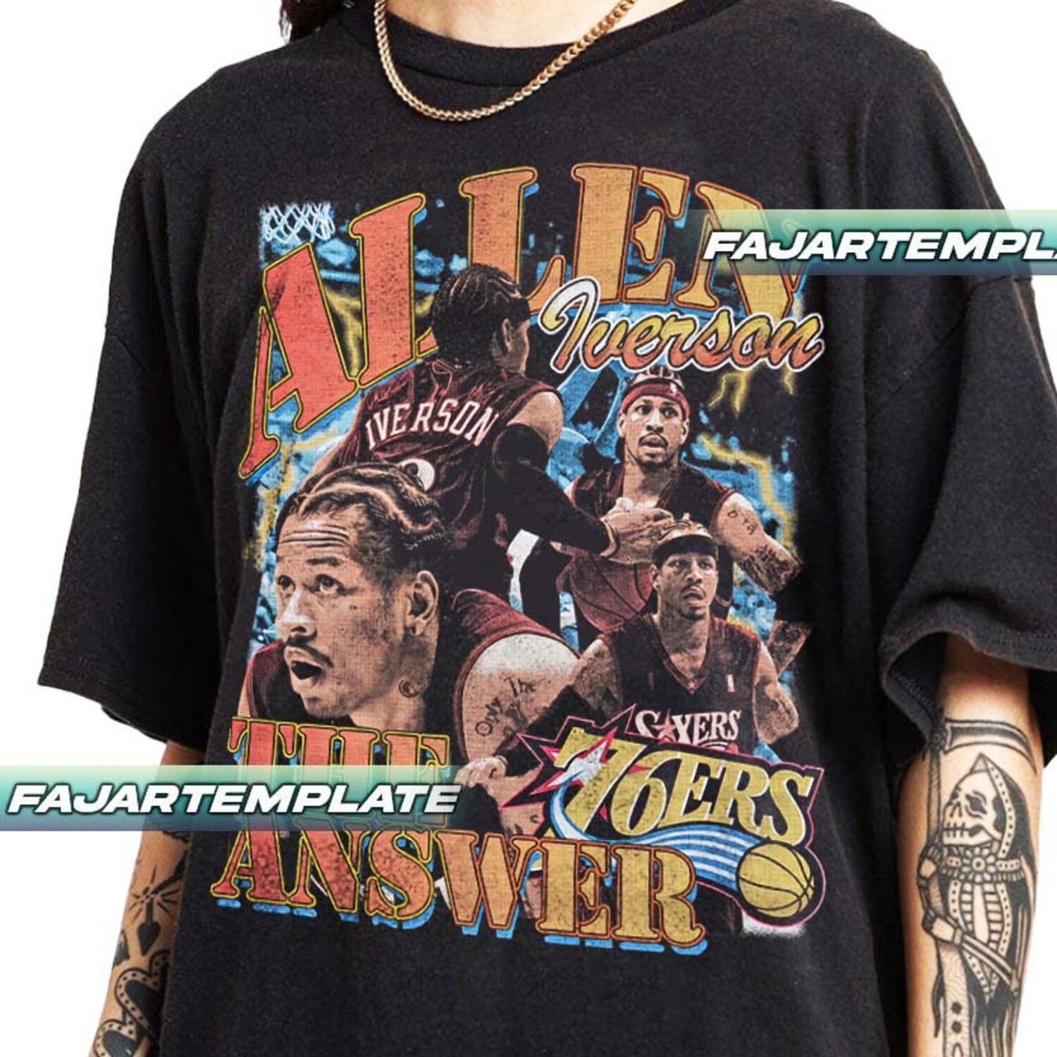 Allen Iverson, Basketball Legend Graphic Tee – NBA Hall of Fame Star – Retro Sports Merch – Gift for Basketball Fan Unisex T-Shirt T1MN456