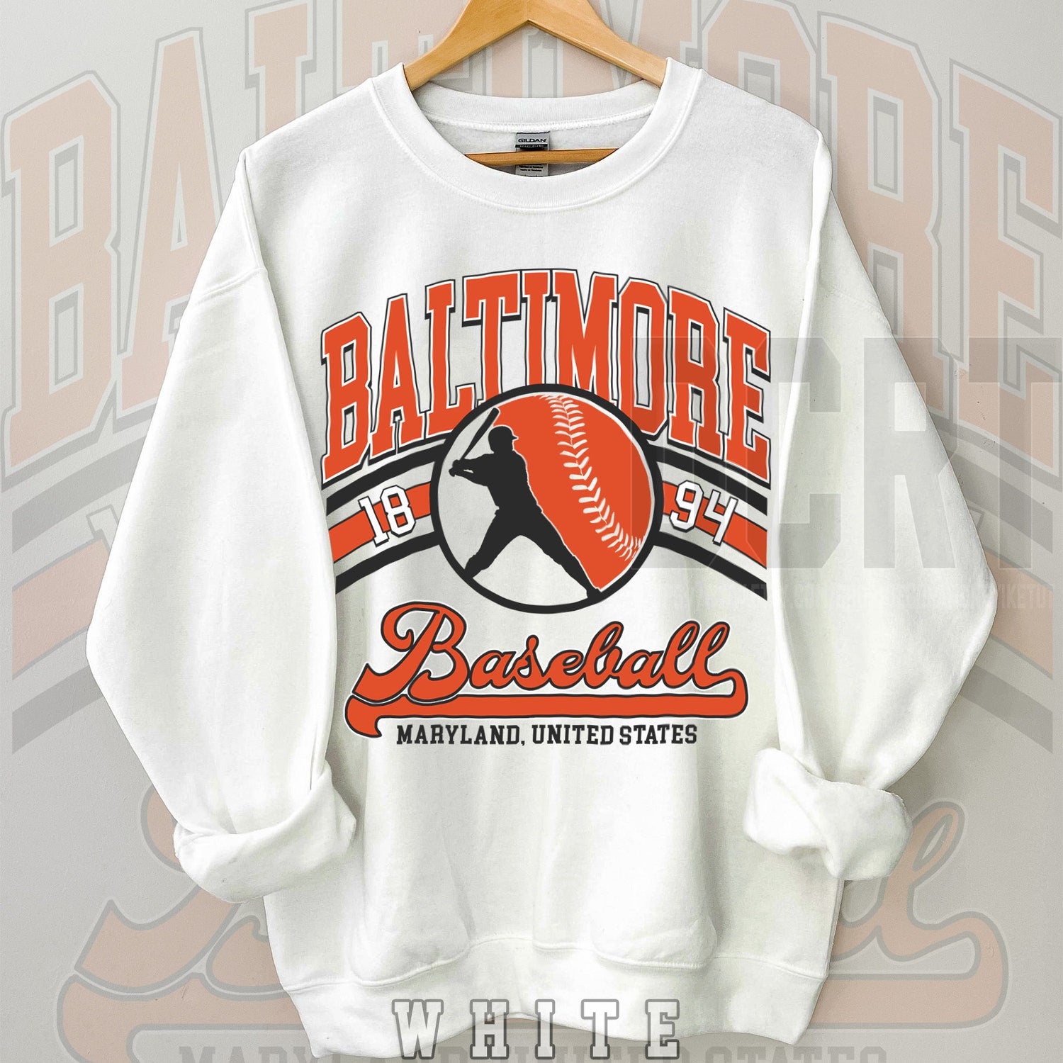 Vintage Baltimore Orioles Crewneck Sweatshirt: Retro Baseball Game Day Shirt