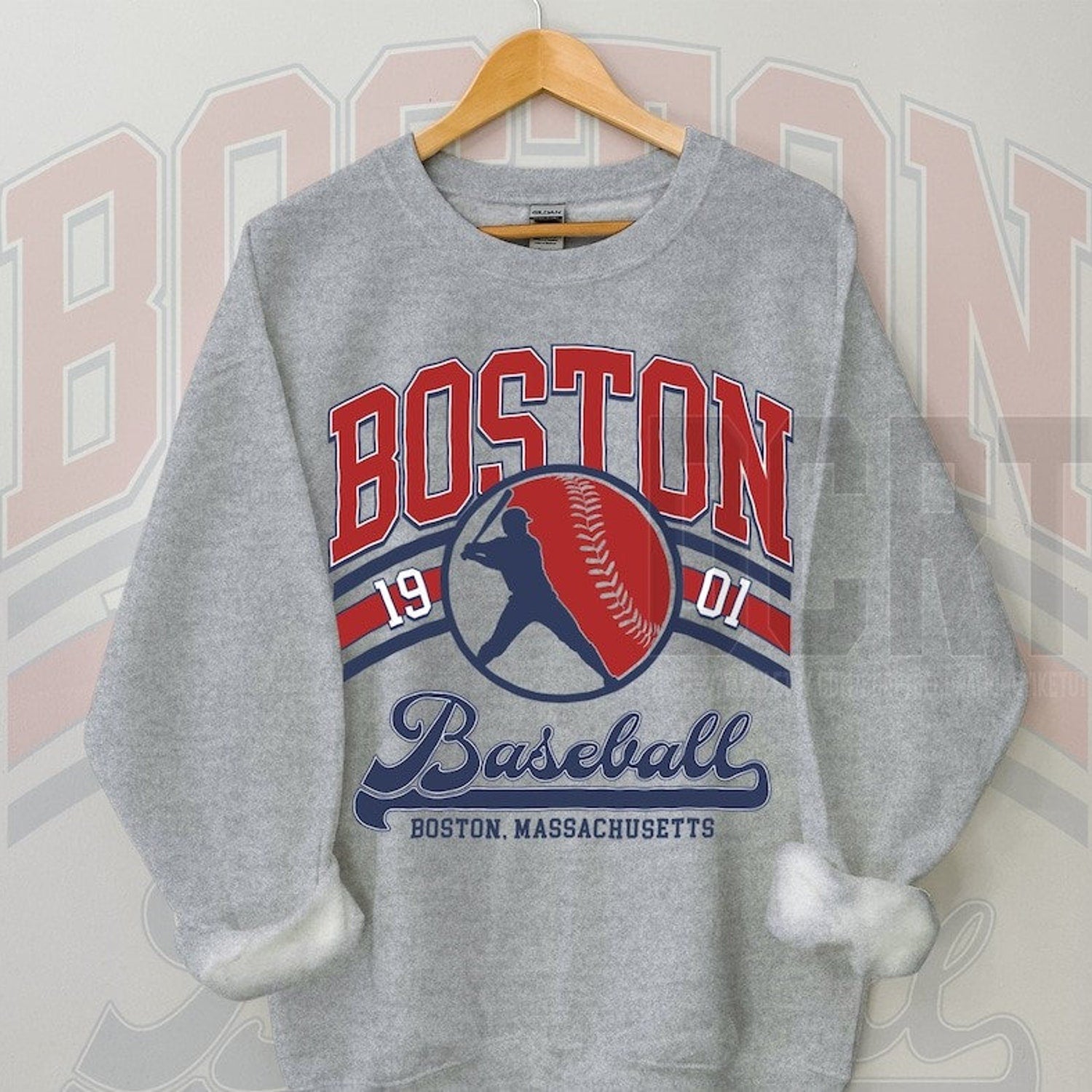 Vintage Red Sox Baseball Sweatshirt: Retro Game Day Crewneck
