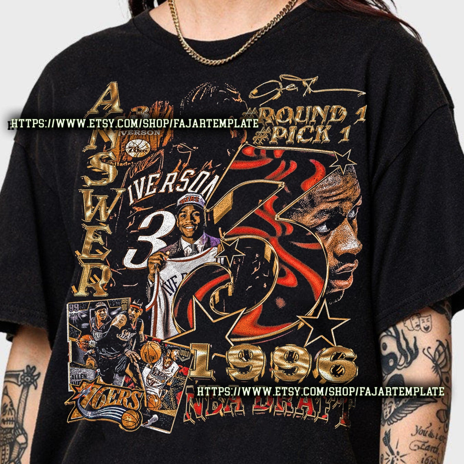 Allen Iverson American former basketball shooting guard The Answer Vintage T-Shirt, Gift For Woman And Man Unisex T-Shirt FDL002