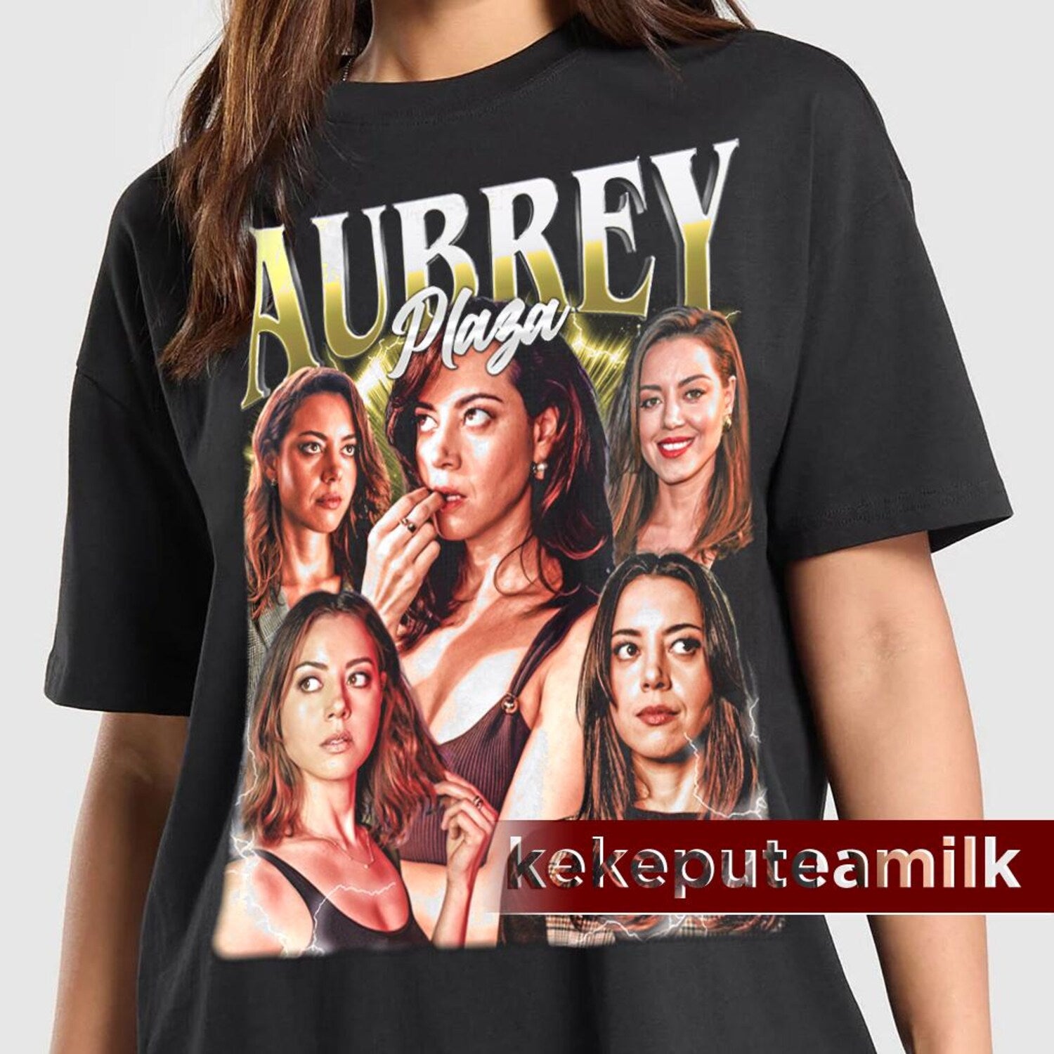 Aubrey Plaza Actress Comedian Graphic Tee – Celebrity Humor Fan T-Shirt – Pop Culture TV Movie Outfit Vintage 90s Poster Graphic Tee