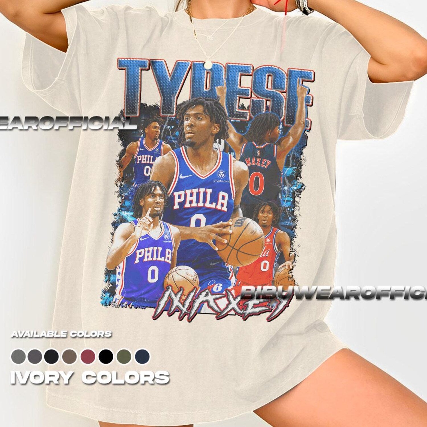 Tyrese Maxey 90s Style T-Shirt, Basketball Fan Gift, Vintage Sports Tee, Retro Athlete Shirt, Unisex Cotton Top