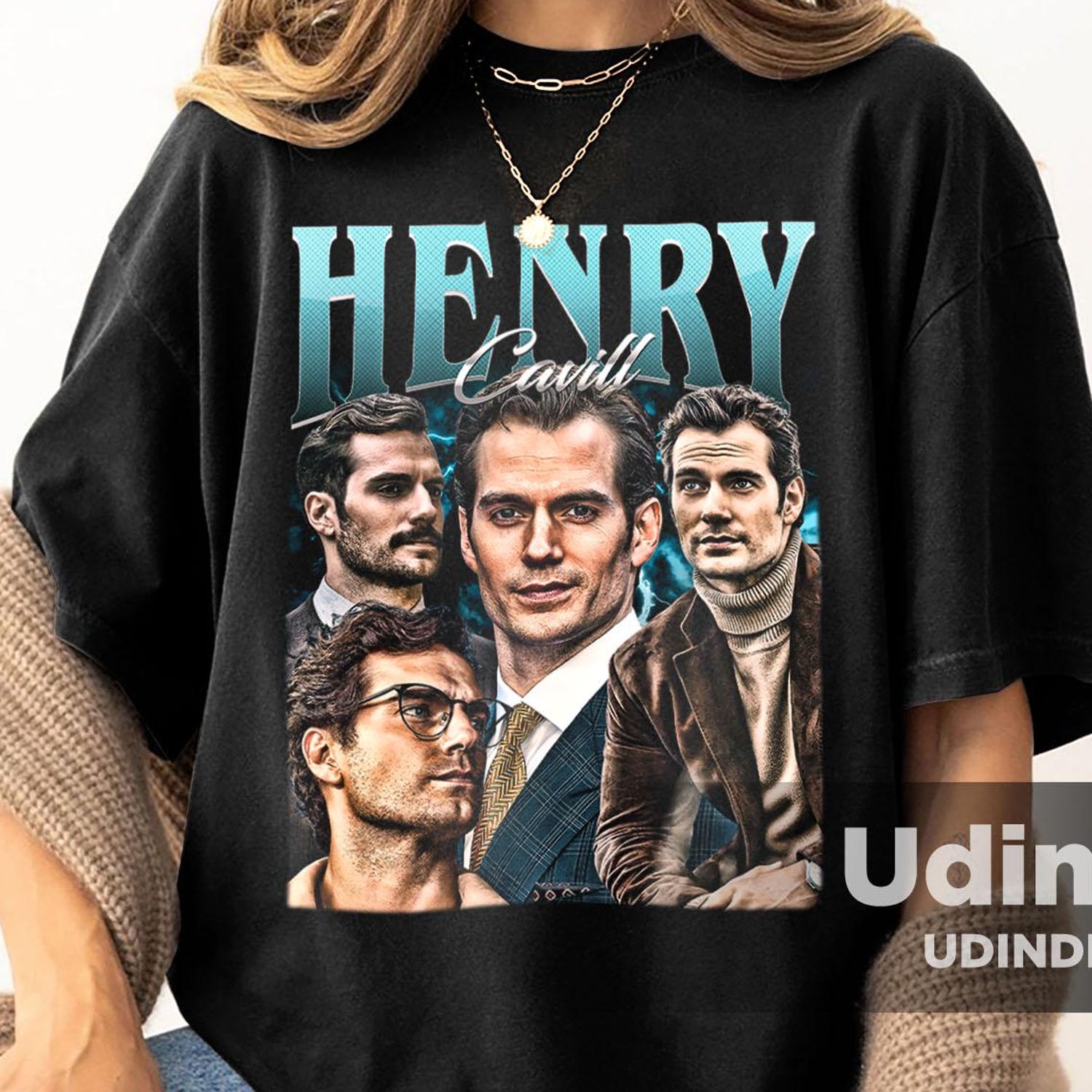 Henry Cavill Vintage Collage T-Shirt, Superman & The Witcher Geralt Fan Graphic Tee, Y2K Retro Pop Culture Streetwear, Man of Steel Gift