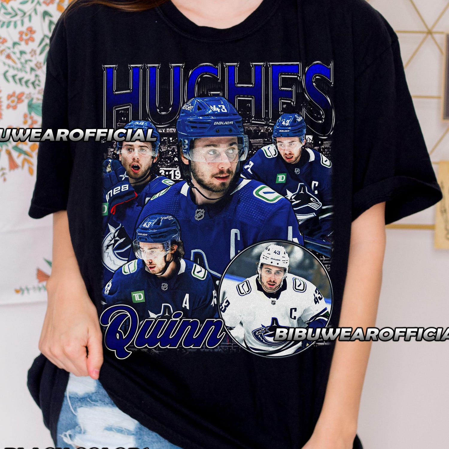 Quinn Hughes Unisex Heavy Cotton Tee, Vancouver Canucks Fan Shirt, Hockey Gift, Birthday Present, Sports Apparel, NHL Fan Gear