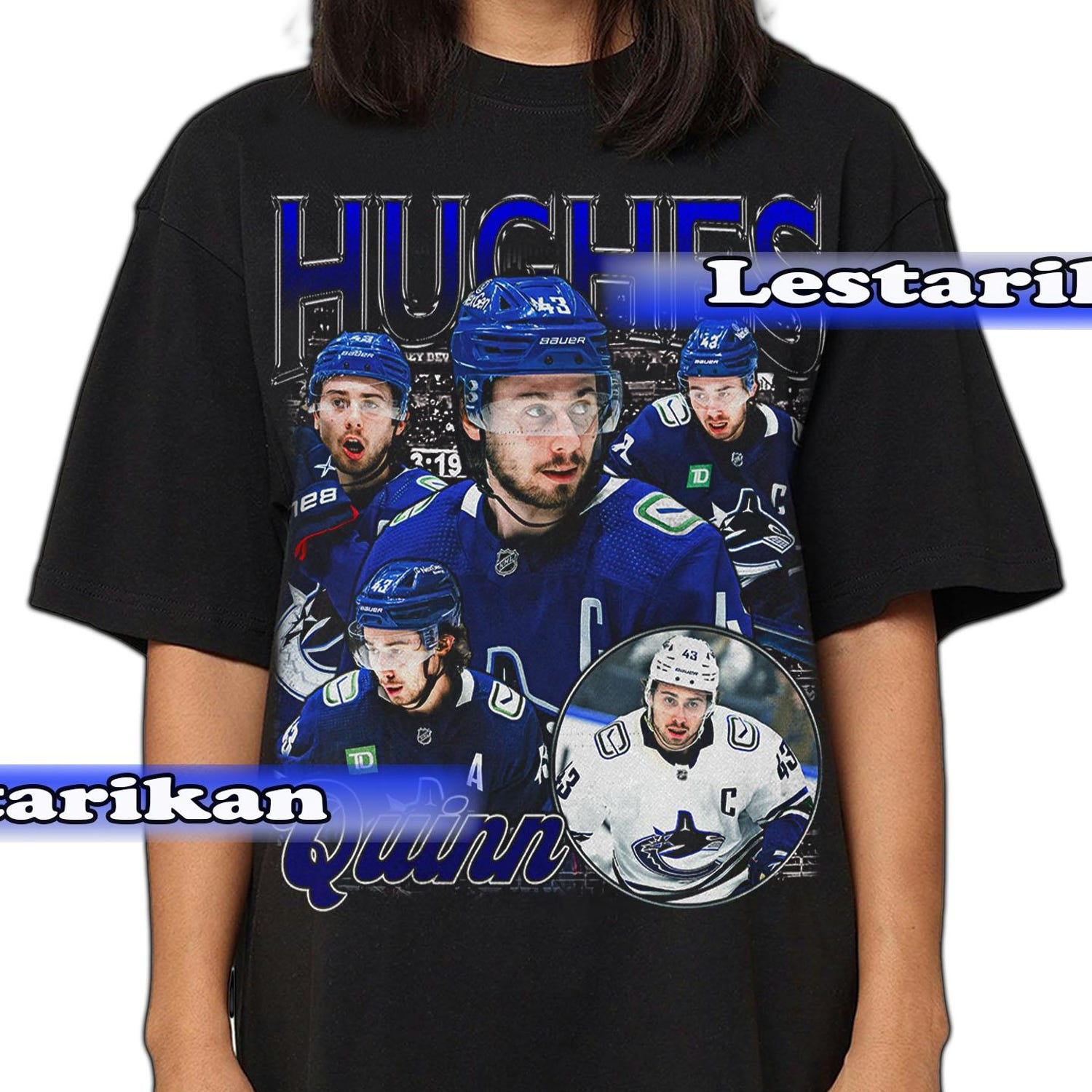 Quinn Hughes Ice Hockey T-Shirt American Professional Hockey Championships Sport Merch Vintage Sweatshirt Hoodie Graphic Tee Gift Fan