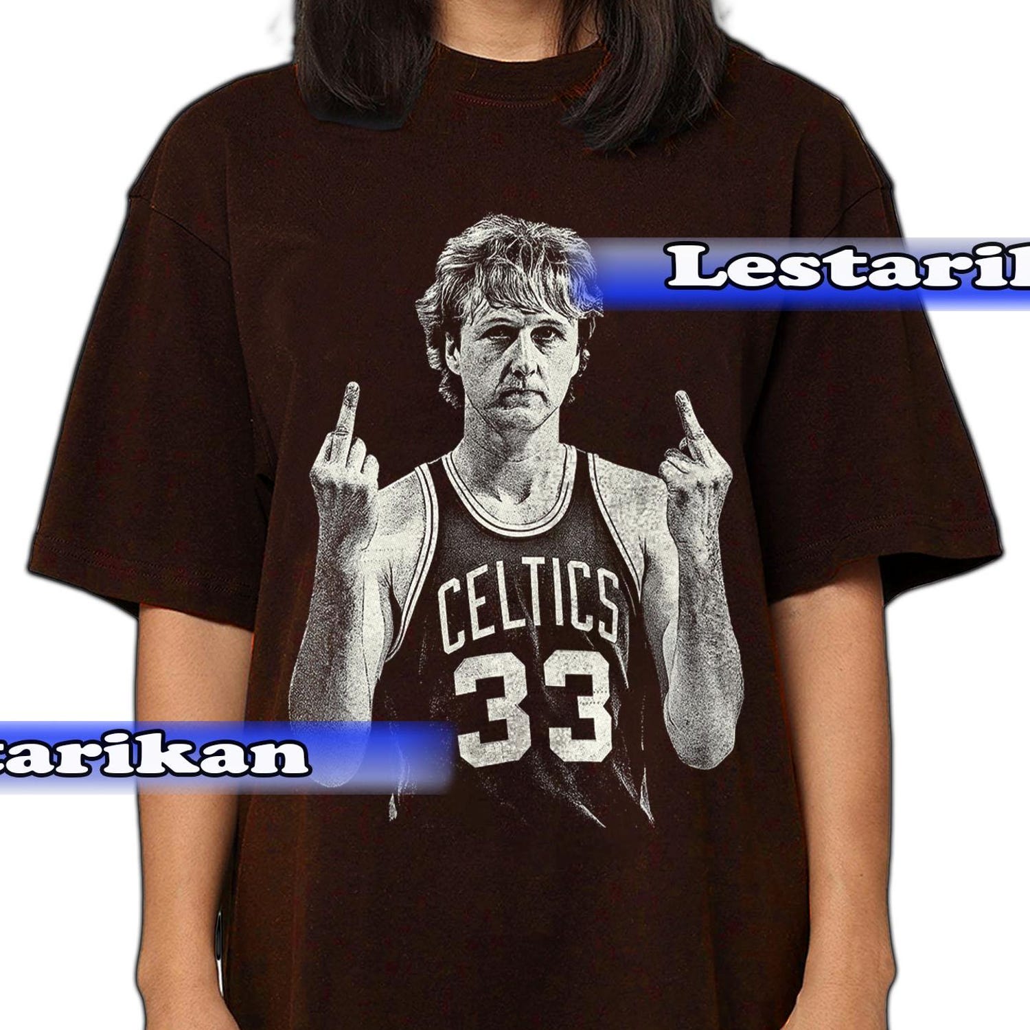 Larry Bird Middle Finger Unisex T-Shirt, Basketball Player Coach Tee, Sports Fan Gift, Vintage Retro Jersey Shirt Basketball Legends Apparel