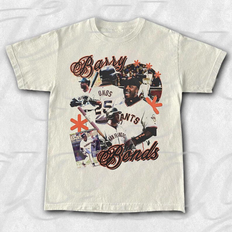 Barry Bonds Vintage Baseball T-Shirt: Unisex Heavy Cotton Tee