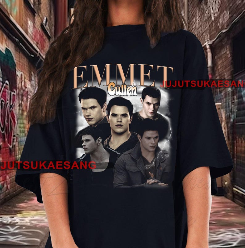 Retro Emmet Cullen Twilight Vintage Distressed Unisex Heavy Cotton 90s Graphic Tee Shirt