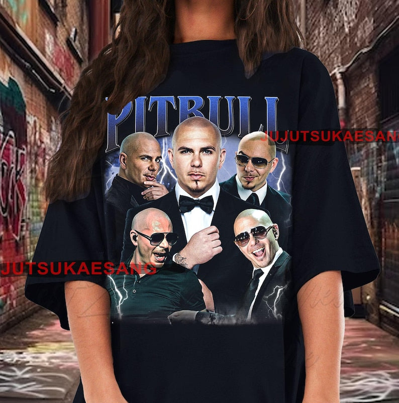 Retro Pitbull Vintage Distressed Unisex Heavy Cotton 90s Graphic Tee Shirt