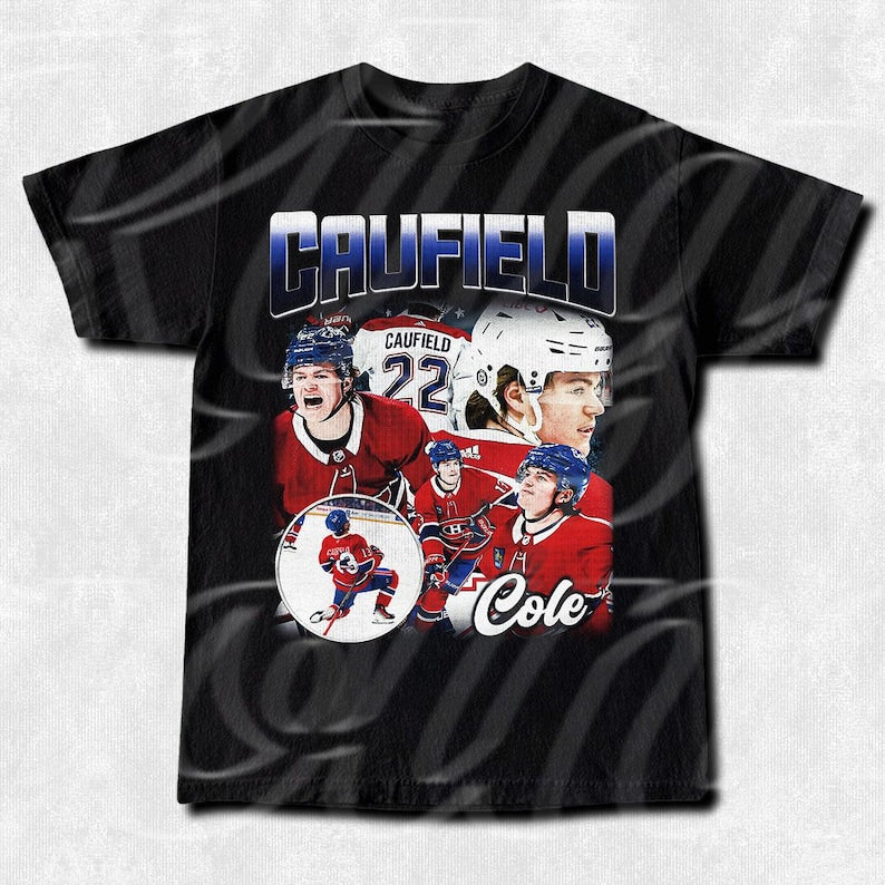 Cole Caufield Hockey Tee: American Ice Hockey Right Wing Shirt