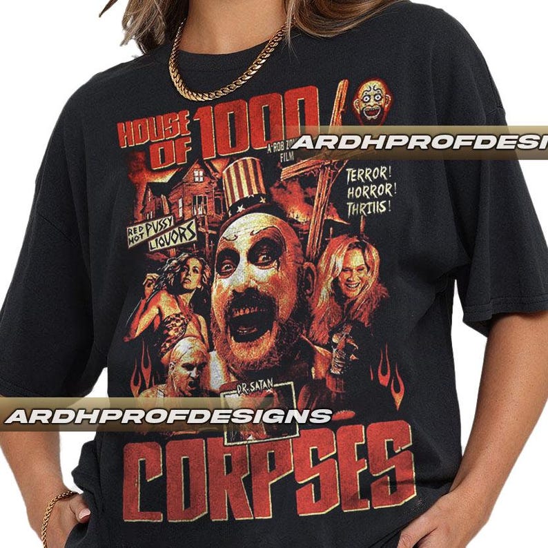 House of 1000 Corpses Movie 2003, Rob Zombie Horror Film Graphic T-Shirt, Cult Classic Slasher Tee, Retro Gore Horror Shirt for Fans