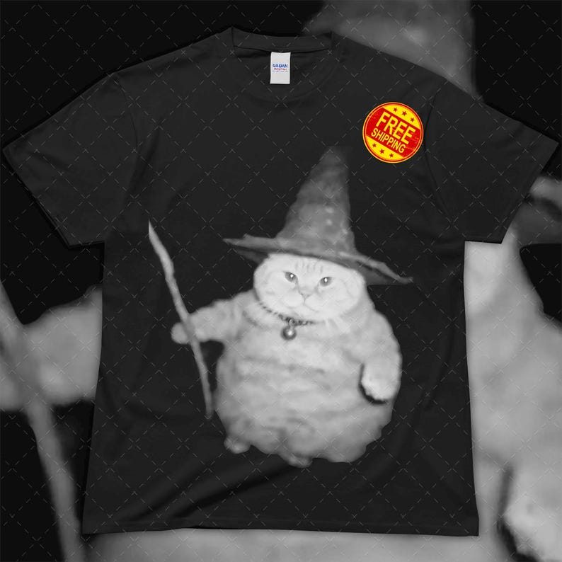 Funny Fat Wizard Cat Meme Unisex Tee, Cat Lover Gift, Graphic Cotton Tshirt, Humorous Cat Shirt, Novelty Tee Shirt, Cat Owner Apparel