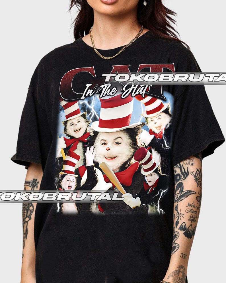 Cat in the hat Christmas Vintage T-Shirt, Gift For Woman and Man Unisex T-Shirt Comfort Colors C1717 TBRUT010.0