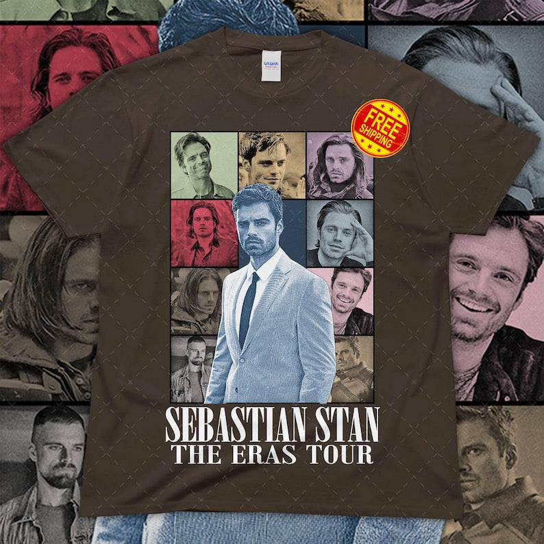 Sebastian Stan T-Shirt, Bucky Barnes Marvel Actor Tee, Winter Soldier MCU Graphic Shirt, Celebrity Movie Star Fan Merch Gift Eras Tour HA